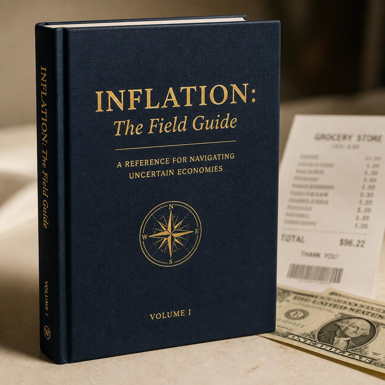 Inflation: The Field Guide, hardcover volume with muted gold typography